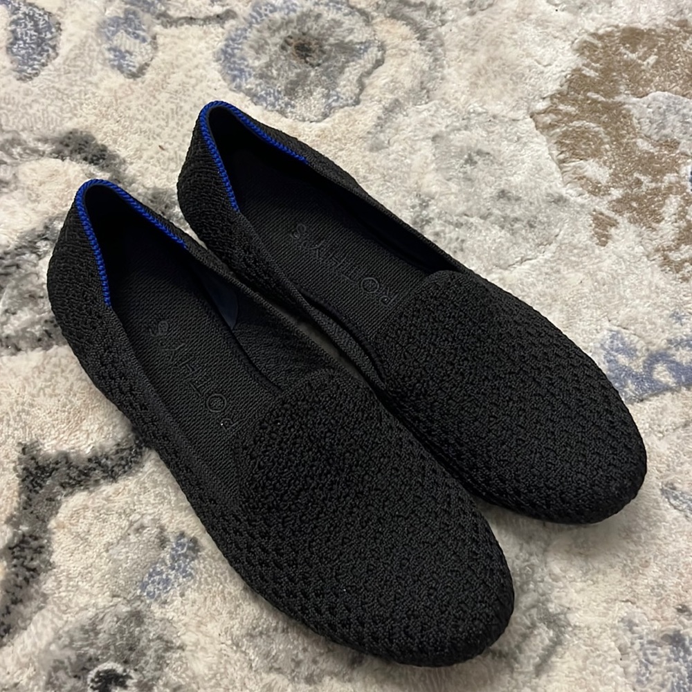 Rothy's black honeycomb knit loafers black 37.5